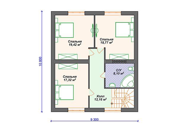 Проект дома с мансардой и 4 спальнями S4-162 (К-314)