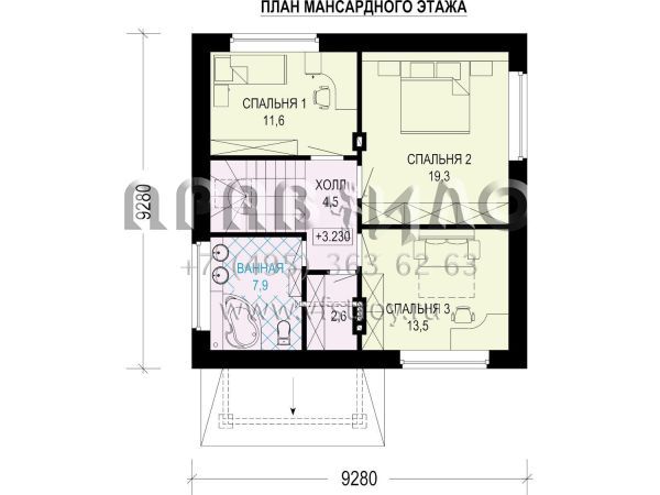 Проект загородного дома с шатровой крышей и цокольным этажом S7-185 (2-27 d.3)