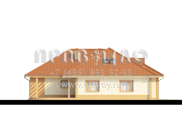 Проект большого одноэтажного частного дома с камином S3-223-1 (Z77)