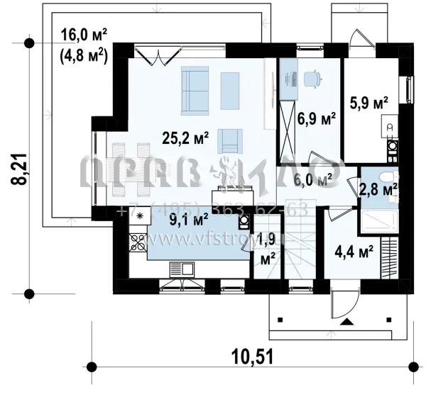 Проект коттеджа со спальнями в мансарде S3-119-4 (Z101 L h+)