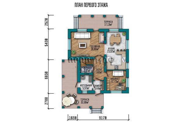 Проект красивого загородного дома с мансардным этажом, двумя большими террасами и продуманной планировкой S2-188 (029-188-1М)