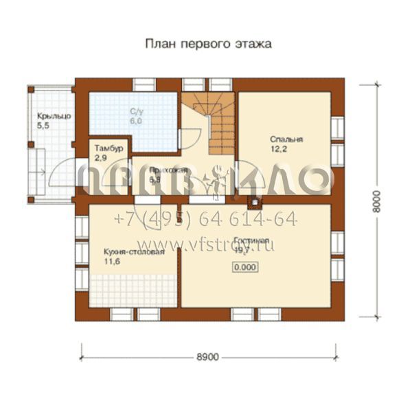 Проект небольшого коттеджа из ячеистого бетона S6-138(I-138-1P)