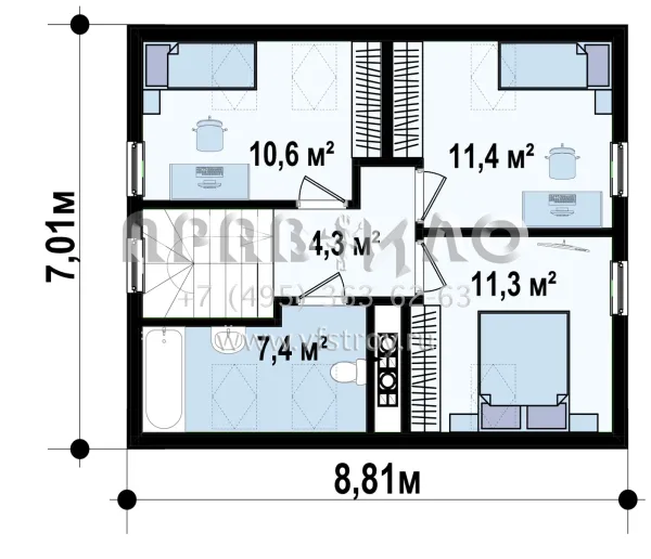 Проект компактного каркасного дома K3-92 (Z212 dk)