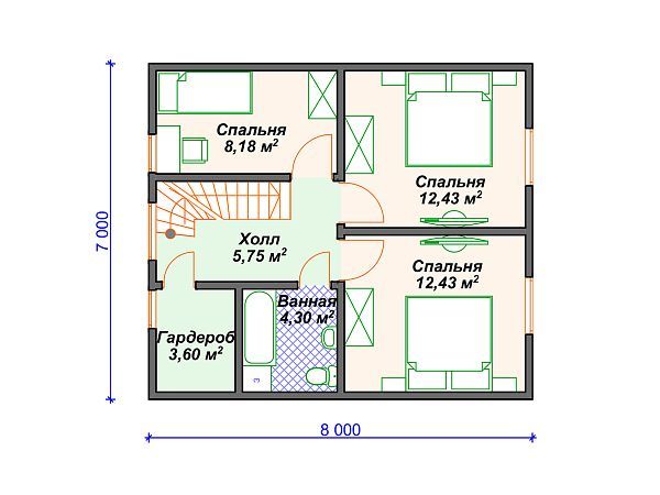Проект каркасного дома с мансардой и 4 спальнями S4-99 (И-098)