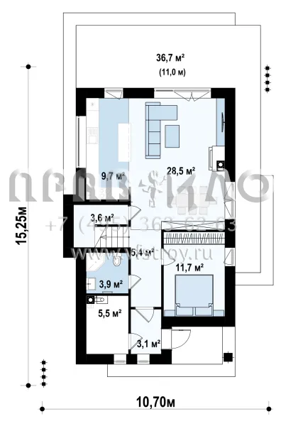Проект современного функционального дома с мансардой и просторной террасой S3-122-5 (Z468)