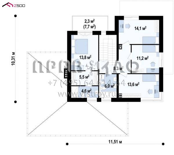 Проект шестикомнатного двухэтажного дома с двухместным гаражом S3-189-1 (Z426)