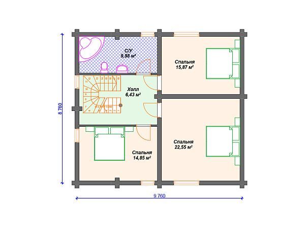 Проект комбинированного дома с мансардой S4-142 (А-022)