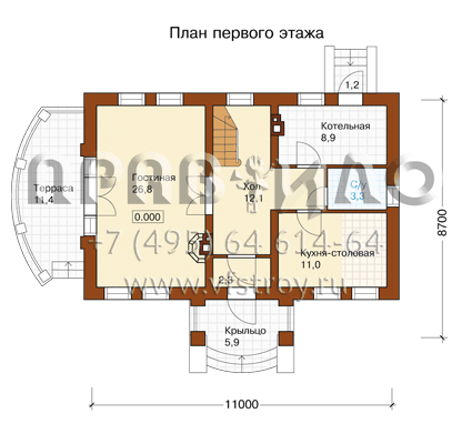 Проект коттеджа с мансардным этажом K-155-1P