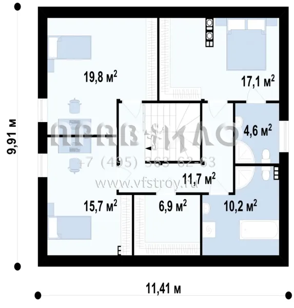 Проект комфортабельного дома с двускатной кровлей S3-177 (Z119)