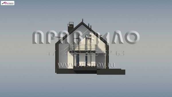 Проект стильного загородного дома с встроенным гаражом и с крытой террасой S3-182-6 (Z393)