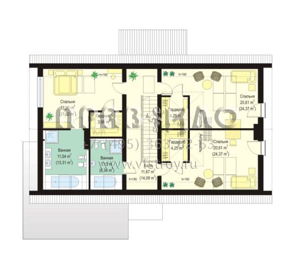 Проект прямоугольного загородного коттеджа S8-302 (Гала)