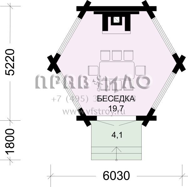 Проект шестигранной беседки S7-20 (1-43)