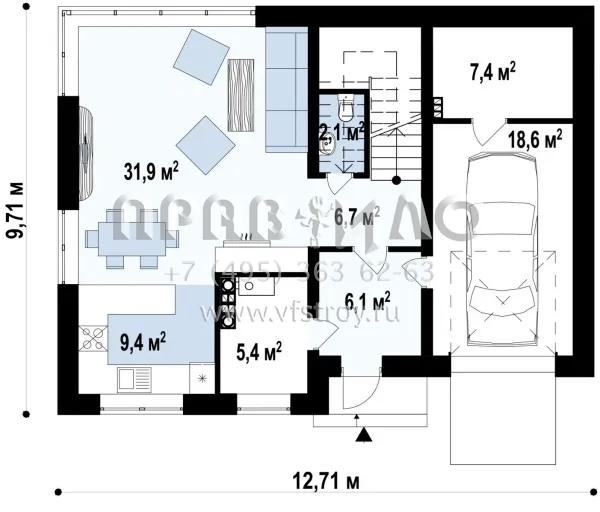 Проект оригинального мансардного дома с встроенным гаражом S3-183-5 (Z408)