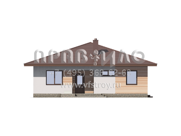 Проект одноэтажного загородного дома из газобетона S7-108 (3-43b)