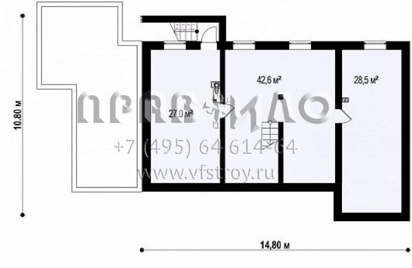 Проект двухэтажного коттеджа с гаражом, с террасами и с оборудованным подвалом S3-274 (Zx63 B+P)