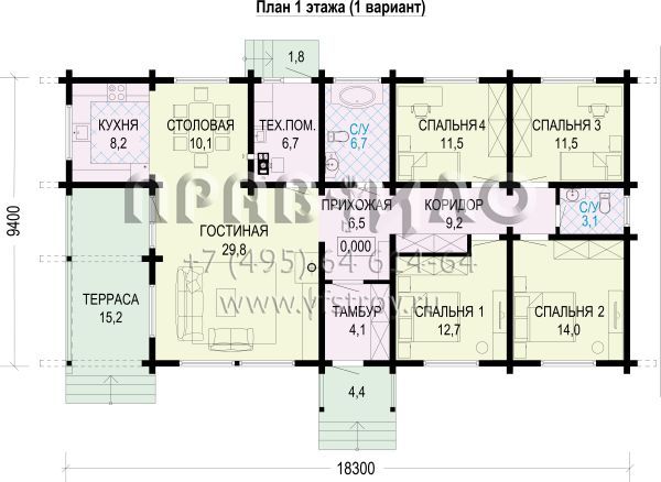 Проект одноэтажного деревянного дома для отдыха S7-140 (1-47a)