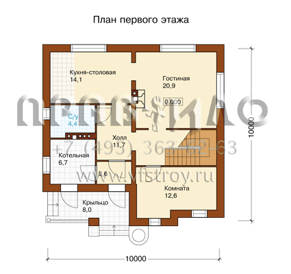 Двухэтажный загородный дом J-167-1P