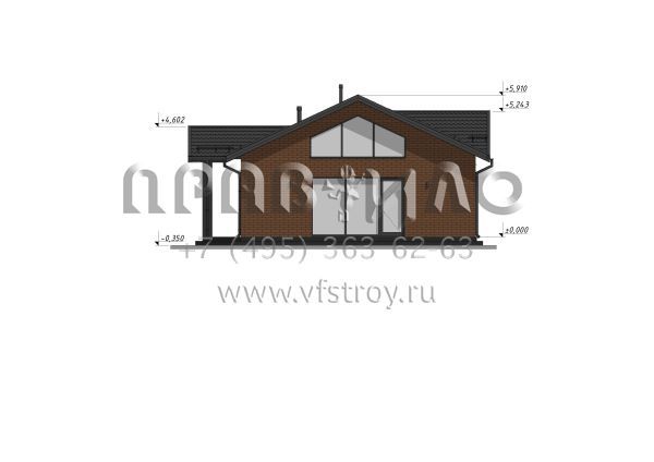 Проект одноэтажного дома с большими окнами S-108