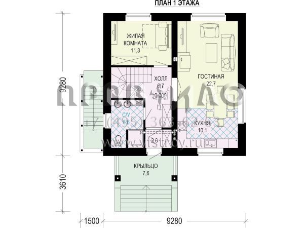 Проект загородного дома с шатровой крышей и цокольным этажом S7-185 (2-27 d.3)