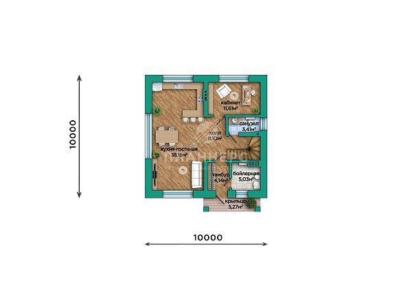 Проект из газобетона с фасадом из серого кирпича S2-141 (474-141-1М)