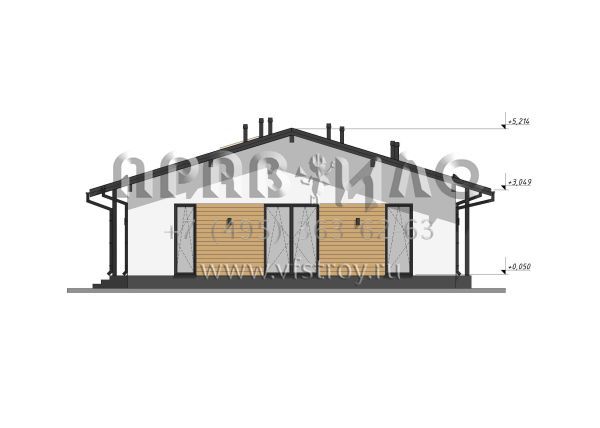 Проект одноэтажного вытянутого по длине дома S-232