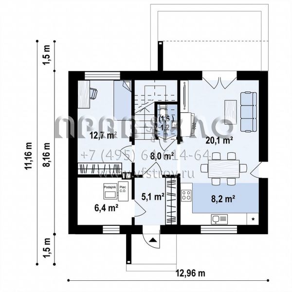 Проект пятикомнатного двухэтажного дома в стиле хайтек S3-118-3 (Zx212)