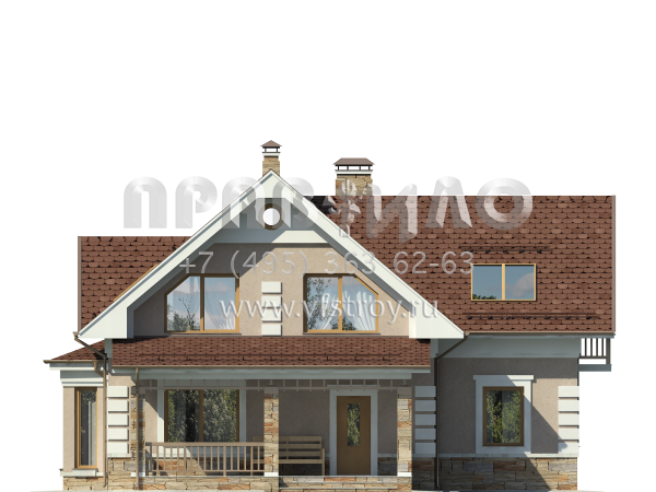 Загородный дом из газобетона с остекленной верандой S7-191 (3-11)