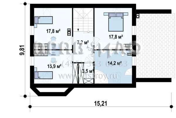 Проект современного функционального дома с камином S3-179-3 (Z117)