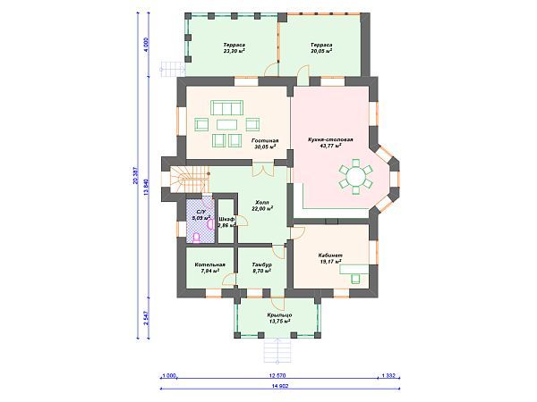 Проект комбинированного дома с мансардой и эркером S4-353 (А-005)