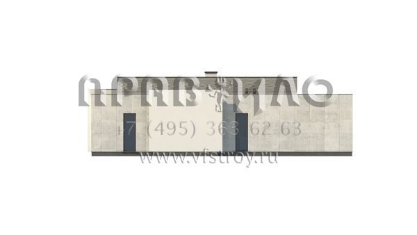 Проект одноэтажного дома в стиле хай-тек с гаражом и с террасой s3-152-2 (Zx56)