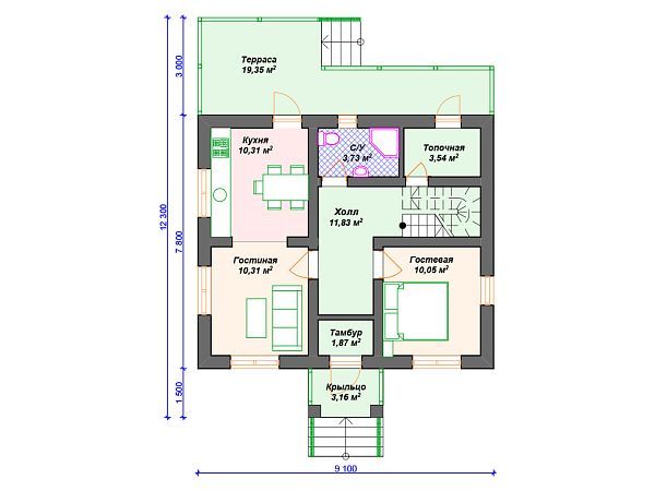 Проект комбинированного дома с мансардой S4-133 (А-031)