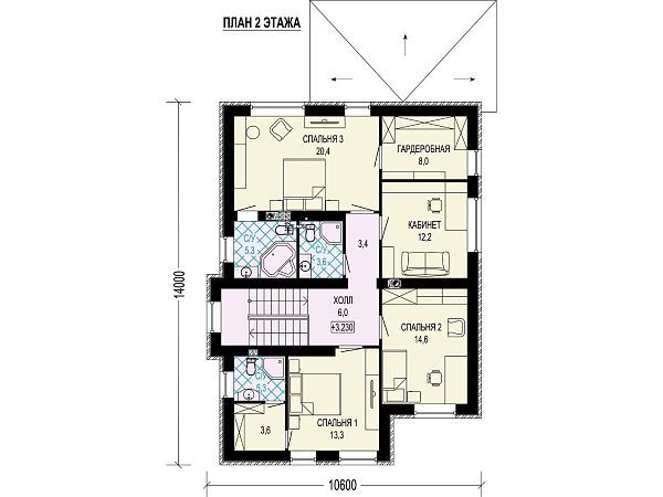 Загородный 2-этажный дом из газобетона S7-198 (3-65.2)