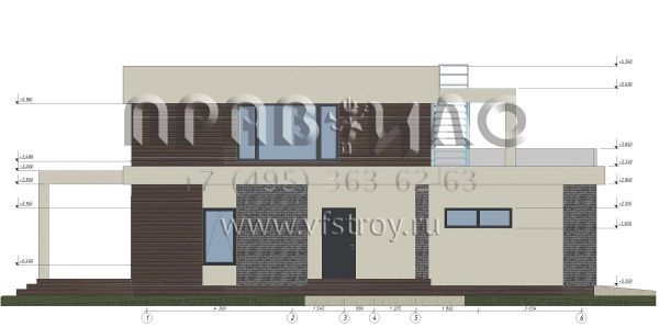 Проект загородного дома с плоской кровлей в стиле хай-тек S-228