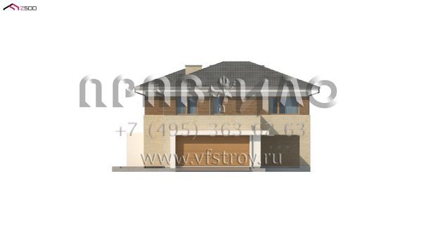 Проект современного двухэтажного дома с большой гостиной, четырьмя спальнями, двухместным гаражом и сауной S3-258-1 (ZX112)