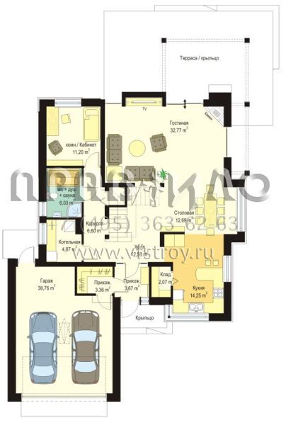 Проект коттеджа с встроенным гаражом S8-324-1 (Вилла на Боровой)