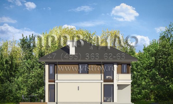 Проект дома из керамоблоков с окнами в пол S8-206-2 (Титан)