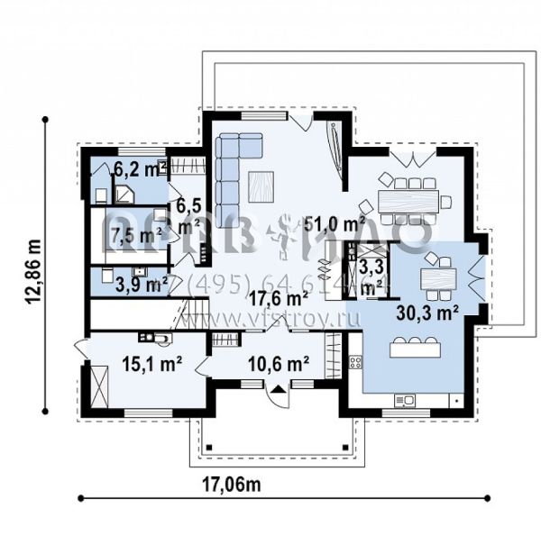 Проект классического двухэтажного особняка с сауной на первом этаже S3-311 (Zx113 bg)