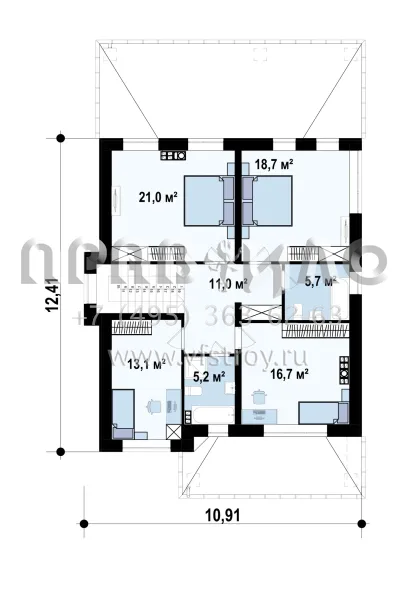 Проект шестикомнатного двухэтажного дома с большой террасой и с подвалом S3-292(Zz2 L bg p)