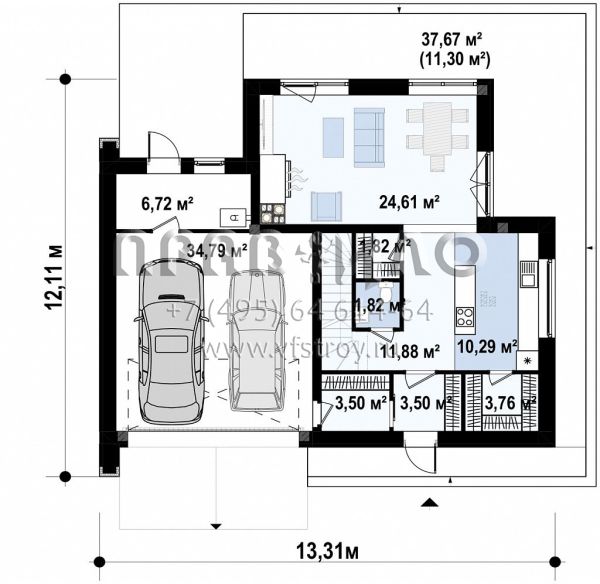 Проект двухэтажного дома в хай-тек стиле с четырьмя спальнями и гаражом на два автомобиля S3-199-5 (zx215)