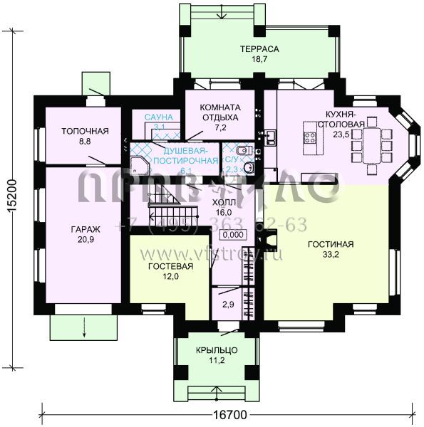 Дом из газобетона с гаражом и просторной игровой комнатой S7-275 (3-25)