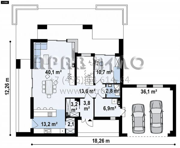 Проект современного стильного двухэтажного дома с большими террасами и двухместным гаражом s3-217-2 (Zx139)