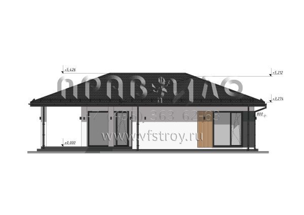 Проект одноэтажного дома с террасой S-149