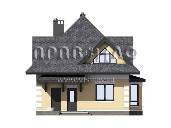 Экономичный дом с террасой и шатровой крышей S7-114 (3-13а2)