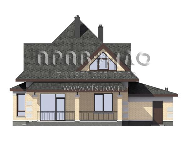 Загородный дом из кирпича с шатровой крышей S7-154 (2-27h)