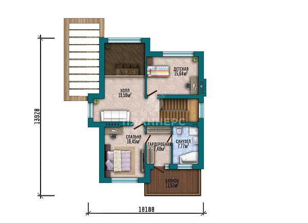 Проект в стиле хай-тек с плоской кровлей и гаражом на 2 автомобиля S2-226 (495-226-2Г)