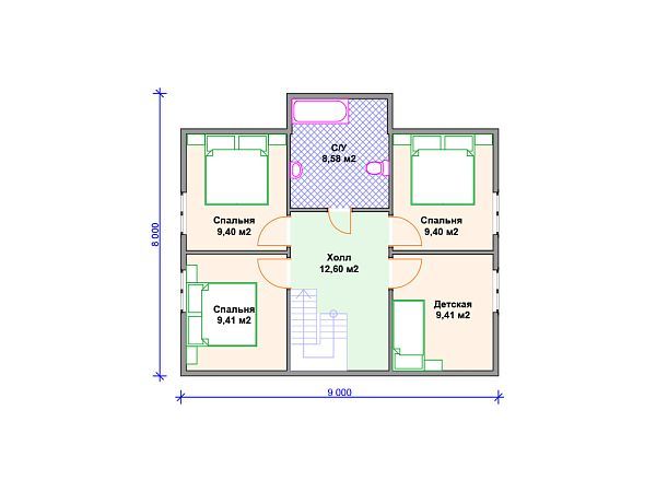 Проект каркасного дома с мансардой и террасой S4-140 (И-068)