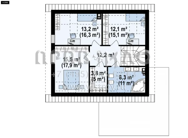 Проект современного мансардного дома с пристроенным гаражом S3-177-4 (Z371)
