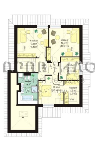 Проект керамоблочного дома со сложной кровлей S8-216-4 (Сюзанна)