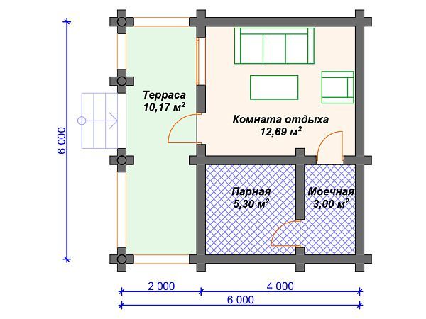 Проект деревянной бани SB4-31 (Б-010)