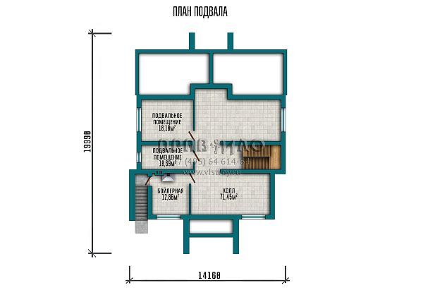 Проект двухэтажного дома с подвалом в стиле Райта S2-368 (241-368-2П)